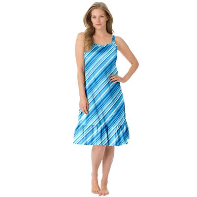 Plus Size Women's Sleeveless Knit Chemise Sleepshirt by Dreams & Co. in Paradise Blue Multi Stripe (Size 2X)