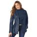 Plus Size Women's Leather Blazer by Jessica London in Navy (Size 28 W)