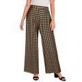 Plus Size Women's Stretch Knit Wide Leg Pant by The London Collection in Black Khaki Houndstooth (Size 18/20) Wrinkle Resistant Pull-On Stretch Knit