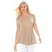 Plus Size Women's Stretch Cotton Peplum Tunic by Jessica London in New Khaki (Size 14/16) Top