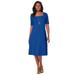 Plus Size Women's Stretch Cotton Square Neck Midi Dress by Jessica London in Dark Sapphire (Size 18/20)