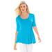 Plus Size Women's Stretch Cotton Peplum Tunic by Jessica London in Ocean (Size 18/20) Top