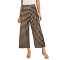 Plus Size Women's Stretch Knit Wide Leg Crop Pant by The London Collection in Black Khaki Houndstooth (Size 30/32) Pants