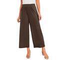 Plus Size Women's Stretch Knit Wide Leg Crop Pant by The London Collection in Chocolate (Size 14/16) Pants