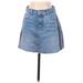 Zara Basic Denim A-Line Skirt Mini: Blue Print Bottoms - Women's Size X-Small