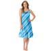 Plus Size Women's Sleeveless Knit Chemise Sleepshirt by Dreams & Co. in Paradise Blue Multi Stripe (Size L)