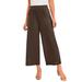 Plus Size Women's Stretch Knit Wide Leg Crop Pant by The London Collection in Chocolate (Size 22/24) Pants