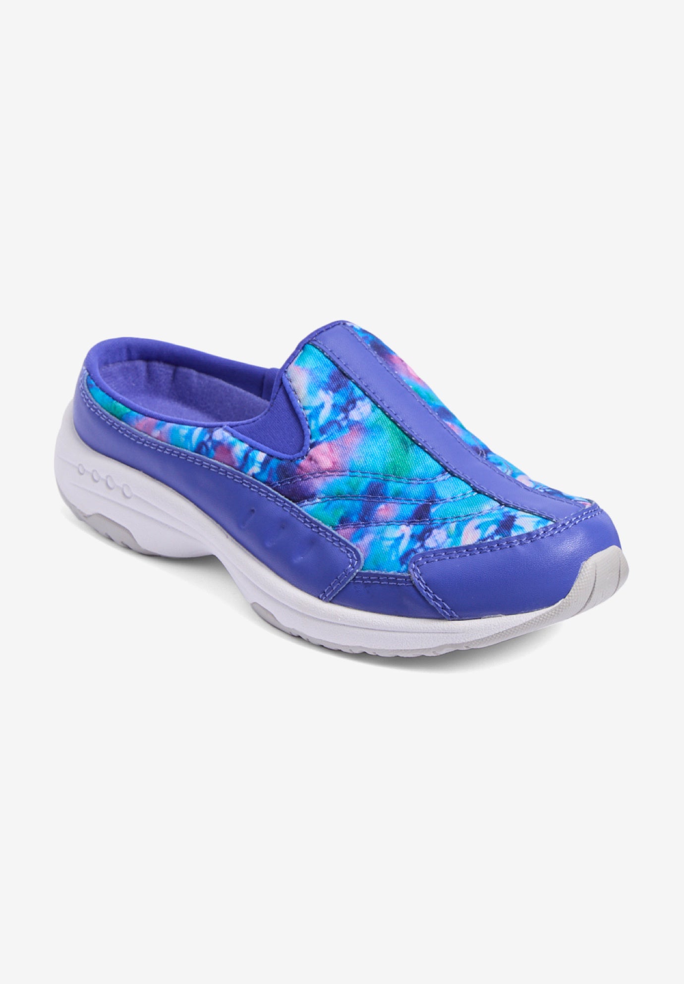 Extra Wide Width Women's The Traveltime Slip On Mule by Easy Spirit in Blue Pink Multi (Size 8 1/2 WW)