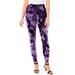 Plus Size Women's Ankle-Length Essential Stretch Legging by Roaman's in Purple Rose Paisley (Size M) Activewear Workout Yoga Pants