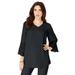 Plus Size Women's Eyelet Georgette Tunic by Roaman's in Black (Size 16 W)