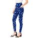 Plus Size Women's Side-Pocket Essential Legging by Roaman's in Blue Painterly Abstract (Size 14/16)