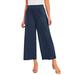 Plus Size Women's Stretch Knit Wide Leg Crop Pant by The London Collection in Navy (Size 30/32) Pants