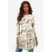 Plus Size Women's Boatneck Swing Ultra Femme Tunic by Roaman's in Nude Animal Marble (Size 34/36) Long Shirt