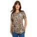 Plus Size Women's Short-Sleeve Crewneck One + Only Tee by June+Vie in Natural Cheetah (Size 14/16)