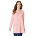 Plus Size Women's Lace-Trim Pointelle Sweater by Roaman's in Soft Blush (Size 12)