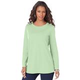 Plus Size Women's Long-Sleeve Crewneck Ultimate Tee by Roaman's in Green Mint (Size 2X) Shirt