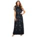 Plus Size Women's Glam Maxi Dress by Roaman's in Black (Size 24 W) Beaded Formal Evening Capelet Gown