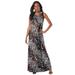 Plus Size Women's Ultrasmooth® Fabric Print Maxi Dress by Roaman's in Chocolate Animal Print (Size 18/20) Stretch Jersey Long Length Printed