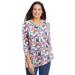 Plus Size Women's Perfect Printed Three-Quarter Sleeve V-Neck Tee by Woman Within in White Multi Garden (Size 26/28) Shirt