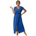 Plus Size Women's Stretch Knit Ruffle Maxi Dress by The London Collection in Dark Sapphire (Size 20 W)
