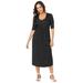 Plus Size Women's Stretch Knit Pleated Front Dress by Jessica London in Black Dot (Size 20 W)