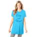 Plus Size Women's Soft PJ Tunic Tee by Dreams & Co. in Paradise Blue Rise (Size 18/20)