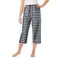 Plus Size Women's Woven Sleep Capri Pant by Dreams & Co. in Black White Check (Size L)