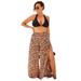 Plus Size Women's Mara Beach Pant with Side Slits by Swimsuits For All in Spice Orange Abstract (Size 6/8)