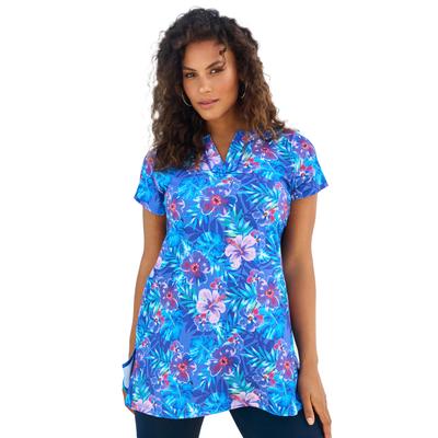 Plus Size Women's Longer Length Short-Sleeve Swim ...