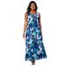 Plus Size Women's Stretch Cotton Tank Maxi Dress by Jessica London in Blue Flower (Size 26/28)