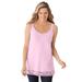 Plus Size Women's Lace-Trim V-Neck Tank by Woman Within in Pink (Size 26/28) Top