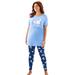 Plus Size Women's Graphic Tunic PJ Set by Dreams & Co. in Evening Blue Poodles (Size 14/16) Pajamas