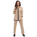 Plus Size Women's 2-Piece Stretch Knit Notch Neck Pant Set by The London Collection in New Khaki Black Combo (Size 2X)