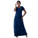 Plus Size Women's Stretch Cotton T-Shirt Maxi Dress by Jessica London in Dark Sapphire Cheetah Print (Size 18)