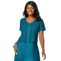 Plus Size Women's Crochet Shrug by Jessica London in Deep Teal (Size 4X)