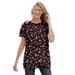 Plus Size Women's Perfect Printed Short-Sleeve Crewneck Tee by Woman Within in Black Tossed Hearts (Size 3X) Shirt