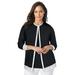 Plus Size Women's Fine Gauge Cardigan by Jessica London in Black White (Size 14/16) Sweater