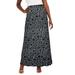 Plus Size Women's Stretch Knit Maxi Skirt by The London Collection in Black Giraffe Print (Size 30/32) Wrinkle Resistant Pull-On Stretch Knit