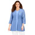 Plus Size Women's AnyWear Linen & Lace Cascade by Catherines in French Blue (Size 0X)