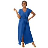 Plus Size Women's Stretch Knit Ruffle Maxi Dress by The London Collection in Dark Sapphire (Size 20 W)