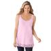 Plus Size Women's Lace-Trim V-Neck Tank by Woman Within in Pink (Size 18/20) Top