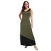 Plus Size Women's Stretch Knit Tank Maxi Dress by The London Collection in Dark Olive Green Colorblock (Size 22)