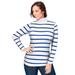 Plus Size Women's Ribbed Cotton Turtleneck Sweater by Jessica London in Dark Sapphire Rib Stripe (Size 26/28) Sweater 100% Cotton