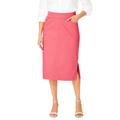 Plus Size Women's Comfort Waist Stretch Denim Midi Skirt by Jessica London in Tea Rose (Size 18) Elastic Waist Stretch Denim