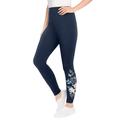 Plus Size Women's Stretch Cotton Embroidered Legging by Woman Within in Navy Banana Floral Embroidery (Size 18/20)