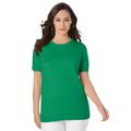 Plus Size Women's Fine Gauge Crewneck Shell by Jessica London in Kelly Green (Size 14/16) Short Sleeve Sweater