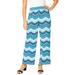 Plus Size Women's Everyday Stretch Knit Wide Leg Pant by Jessica London in Ocean Brushstroke Chevron (Size 14/16) Soft Lightweight Wide-Leg