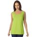 Plus Size Women's Stretch Cotton Horseshoe Neck Tank by Jessica London in Dark Lime (Size 30/32) Top Stretch Cotton