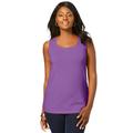 Plus Size Women's Stretch Cotton Horseshoe Neck Tank by Jessica London in Bright Violet (Size 14/16) Top Stretch Cotton