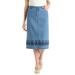 Plus Size Women's Stretch Jean Skirt by Woman Within in Light Stonewash Border Embroidery (Size 12 W)